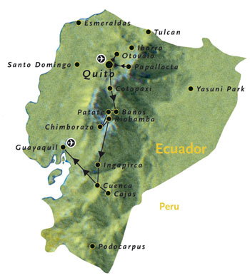 Routekaart Ecuador