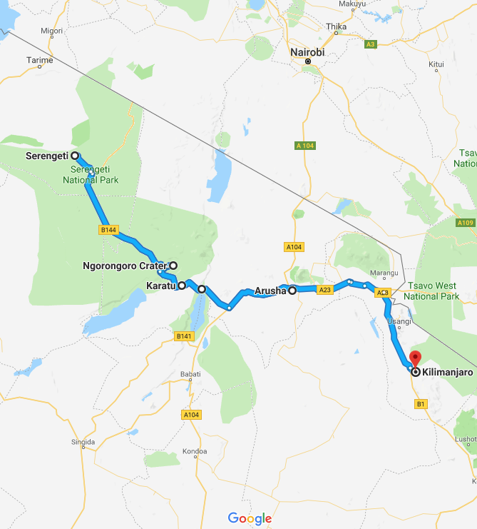 De route die u tijdens uw rondreis door Tanzania gaat maken